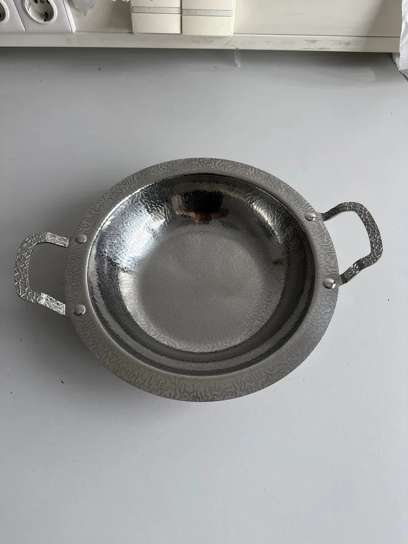 Edelstahl Schale mit Henkel Silber 24 cm