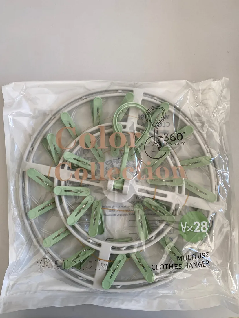 Doppelpack 2×: Wäschespinne 20 Klammern XL faltbar Hänge-Wäscheständer Balkon