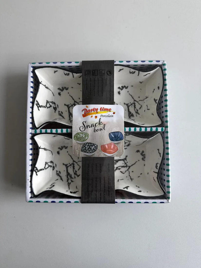 Keramik Snackschale 4er Marmor-Optik