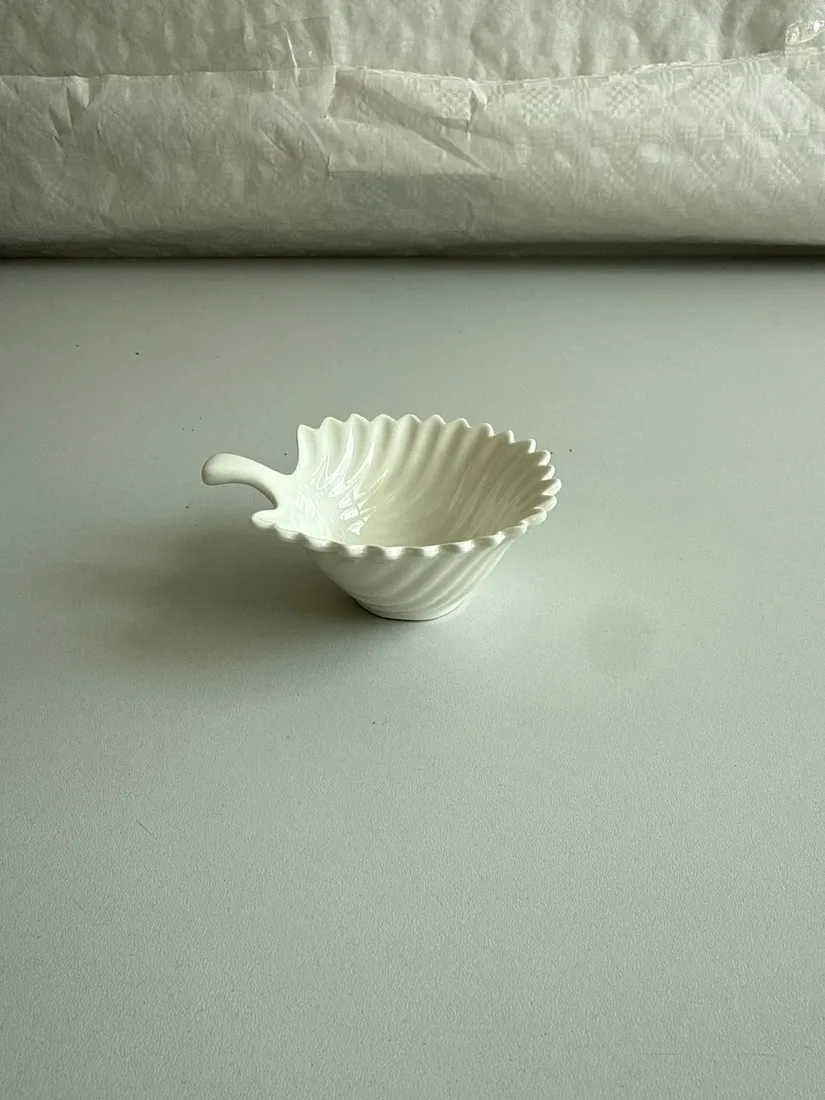 Keramik Snackschale 4er Blattform Weiß