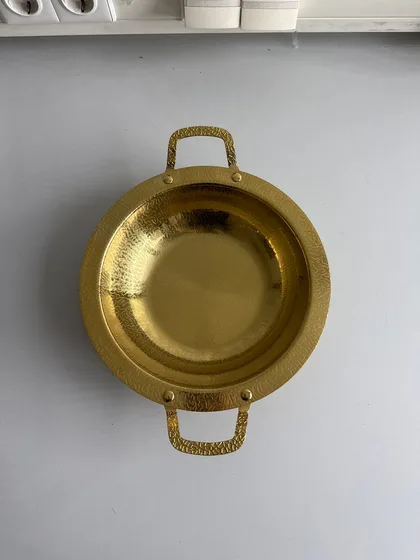 Edelstahl Schale mit Henkel Gold 24 cm