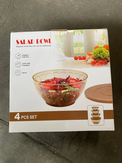 Xani Salatschüssel 4er Set mit Deckel 14,5 x 29,5 cm Kunststoff für Küche