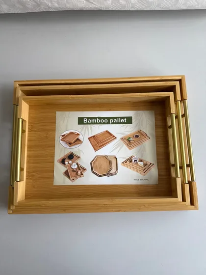 Serviertablett 3er Set rechteckig stapelbar Frühstückstablett Deko