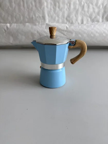 Espressokocher 3 Tassen Aluminium Blau Mokkakanne Herdplatte Kaffeekanne Xani