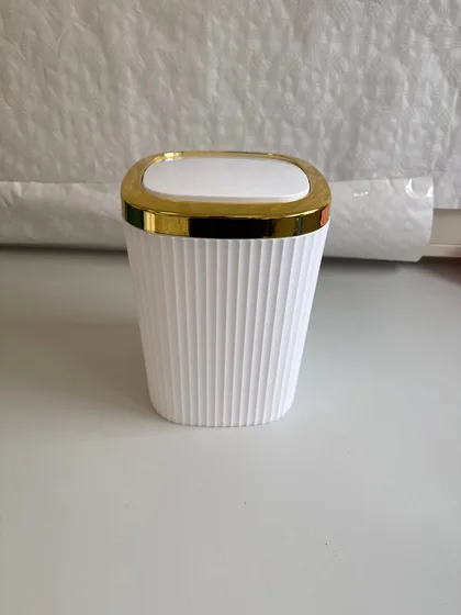 Badezimmer Zubehör Set 6-teilig Loginis Hellblau Schwarz Weiß Kunststoff modern
