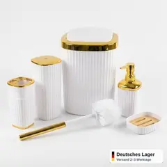 Foto 35 von Badezimmer Zubehör Set 6-teilig Loginis Hellblau Schwarz Weiß Kunststoff modern