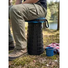 Foto 8 von Teleskop-Hocker faltbar bis 120 kg höhenverstellbar Klapphocker Camping Blau