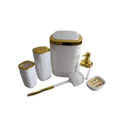 Foto 39 von Badezimmer Zubehör Set 6-teilig Loginis Hellblau Schwarz Weiß Kunststoff modern