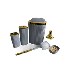 Foto 40 von Badezimmer Zubehör Set 6-teilig Loginis Hellblau Schwarz Weiß Kunststoff modern