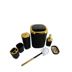 Foto 41 von Badezimmer Zubehör Set 6-teilig Loginis Hellblau Schwarz Weiß Kunststoff modern