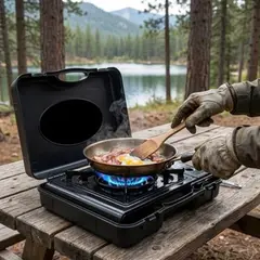 Foto 11 von Gaskocher Camping 1-flammig mit Koffer tragbar Outdoor Zündmechanismus