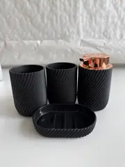 Foto 20 von Badzubehör 4er Set Keramik Seifenspender Zahnbürstenhalter Becher Bad