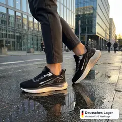 Foto 8 von Herren Sneaker Schwarz Sportschuhe Laufschuhe Mesh leicht atmungsaktiv NBK NO.1