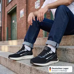 Foto 9 von Herren Sneaker Schwarz Sportschuhe Laufschuhe Mesh leicht atmungsaktiv NBK NO.1