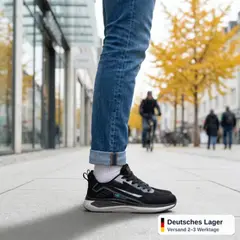 Foto 10 von Herren Sneaker Schwarz Sportschuhe Laufschuhe Mesh leicht atmungsaktiv NBK NO.1