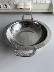 Foto 2 von Edelstahl Schale mit Henkel Silber 24 cm