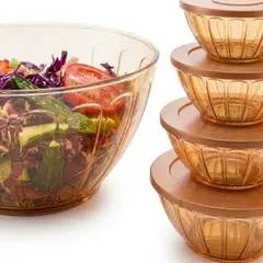 Foto 8 von Xani Salatschüssel 4er Set mit Deckel 14,5 x 29,5 cm Kunststoff für Küche