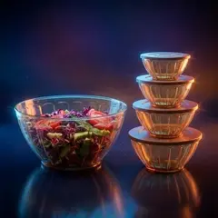 Foto 10 von Xani Salatschüssel 4er Set mit Deckel 14,5 x 29,5 cm Kunststoff für Küche