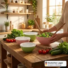 Foto 8 von Salatschüsseln 4er Set mit Deckel Xani Kunststoff BPA-frei stapelbar Meal Prep