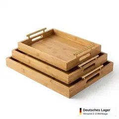 Foto 7 von Serviertablett 3er Set rechteckig stapelbar Frühstückstablett Deko
