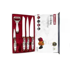 Foto 9 von Messerset Küchenmesser Marmor-Optik Weiß Gold mit Sparschäler in Geschenkbox
