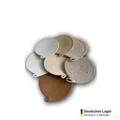 Foto 10 von Topfuntersetzer 7er Set rund 20 cm geflochten Küche Tisch Untersetzer Schlaufe