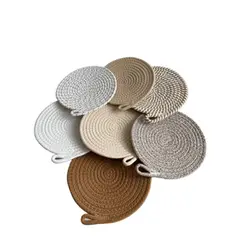 Foto 11 von Topfuntersetzer 7er Set rund 20 cm geflochten Küche Tisch Untersetzer Schlaufe