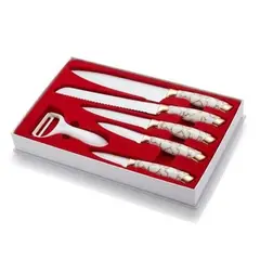 Foto 11 von Messerset Küchenmesser Marmor-Optik Weiß Gold mit Sparschäler in Geschenkbox