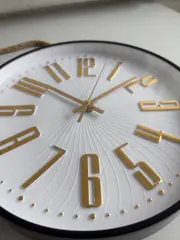 Foto 8 von Wanduhr rund 29 cm 3D-Ziffern Gold mit Jute-Seil Wohnzimmer Küche Deko