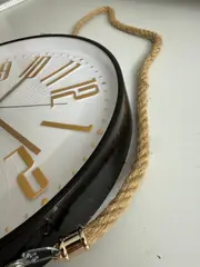 Foto 9 von Wanduhr rund 29 cm 3D-Ziffern Gold mit Jute-Seil Wohnzimmer Küche Deko