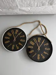 Foto 11 von Wanduhr rund 29 cm 3D-Ziffern Gold mit Jute-Seil Wohnzimmer Küche Deko