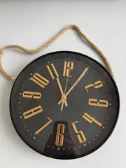 Foto 12 von Wanduhr rund 29 cm 3D-Ziffern Gold mit Jute-Seil Wohnzimmer Küche Deko