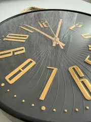 Foto 13 von Wanduhr rund 29 cm 3D-Ziffern Gold mit Jute-Seil Wohnzimmer Küche Deko