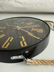 Foto 14 von Wanduhr rund 29 cm 3D-Ziffern Gold mit Jute-Seil Wohnzimmer Küche Deko