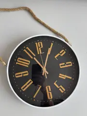 Foto 16 von Wanduhr rund 29 cm 3D-Ziffern Gold mit Jute-Seil Wohnzimmer Küche Deko
