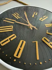 Foto 17 von Wanduhr rund 29 cm 3D-Ziffern Gold mit Jute-Seil Wohnzimmer Küche Deko