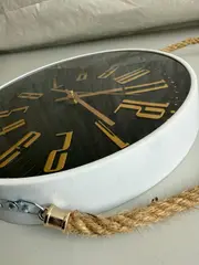 Foto 19 von Wanduhr rund 29 cm 3D-Ziffern Gold mit Jute-Seil Wohnzimmer Küche Deko