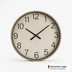 Foto 7 von Wanduhr Groß 39cm Holzrahmen Leinen Optik Lautlos Wohnzimmer Modern Design