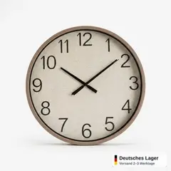 Foto 9 von Wanduhr Groß 39cm Holzrahmen Leinen Optik Lautlos Wohnzimmer Modern Design