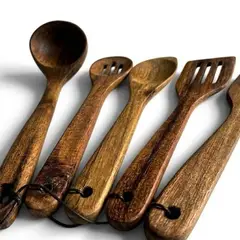 Foto 10 von Xuhong Holzlöffel 5er Set 7 x 30 cm für Kochen und Rühren, Küchenutensilien