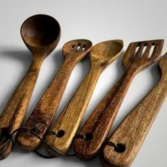 Foto 11 von Xuhong Holzlöffel 5er Set 7 x 30 cm für Kochen und Rühren, Küchenutensilien