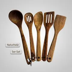 Foto 12 von Xuhong Holzlöffel 5er Set 7 x 30 cm für Kochen und Rühren, Küchenutensilien