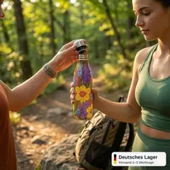 Foto 11 von Thermoflasche 500ml Edelstahl doppelwandig Isolierflasche Sport Schule Blumen