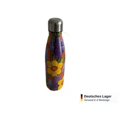 Foto 13 von Thermoflasche 500ml Edelstahl doppelwandig Isolierflasche Sport Schule Blumen