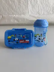 Foto 2 von Lunchbox + Trinkbecher Kinder Set Brotdose mit Motiv Mädchen Jungen Schule