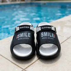 Foto 2 von Pantoletten Damen Herren Badeschuhe Slides verstellbarer Riemen EVA Gr. 36-45