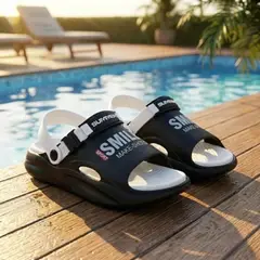 Foto 24 von Pantoletten Damen Herren Badeschuhe Slides verstellbarer Riemen EVA Gr. 36-45