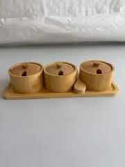Foto 1 von Gewürzbehälter Holz 3er Set Xani mit Dosierlöffel Gewürzdosen für Kräuter Tee