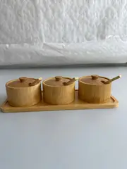 Foto 13 von Gewürzbehälter Holz 3er Set Xani mit Dosierlöffel Gewürzdosen für Kräuter Tee