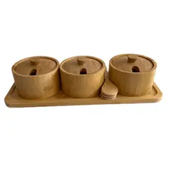 Foto 20 von Gewürzbehälter Holz 3er Set Xani mit Dosierlöffel Gewürzdosen für Kräuter Tee